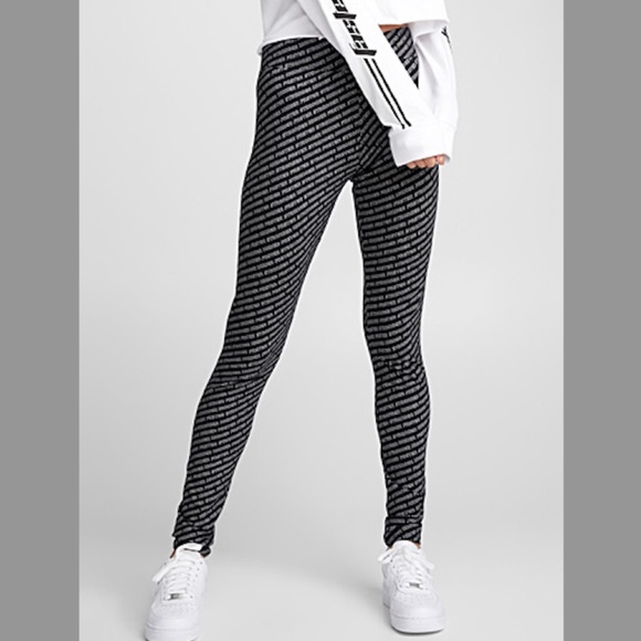 Retro high rise sporty motivational organic cotton leggings EUC - Picture 1 of 8